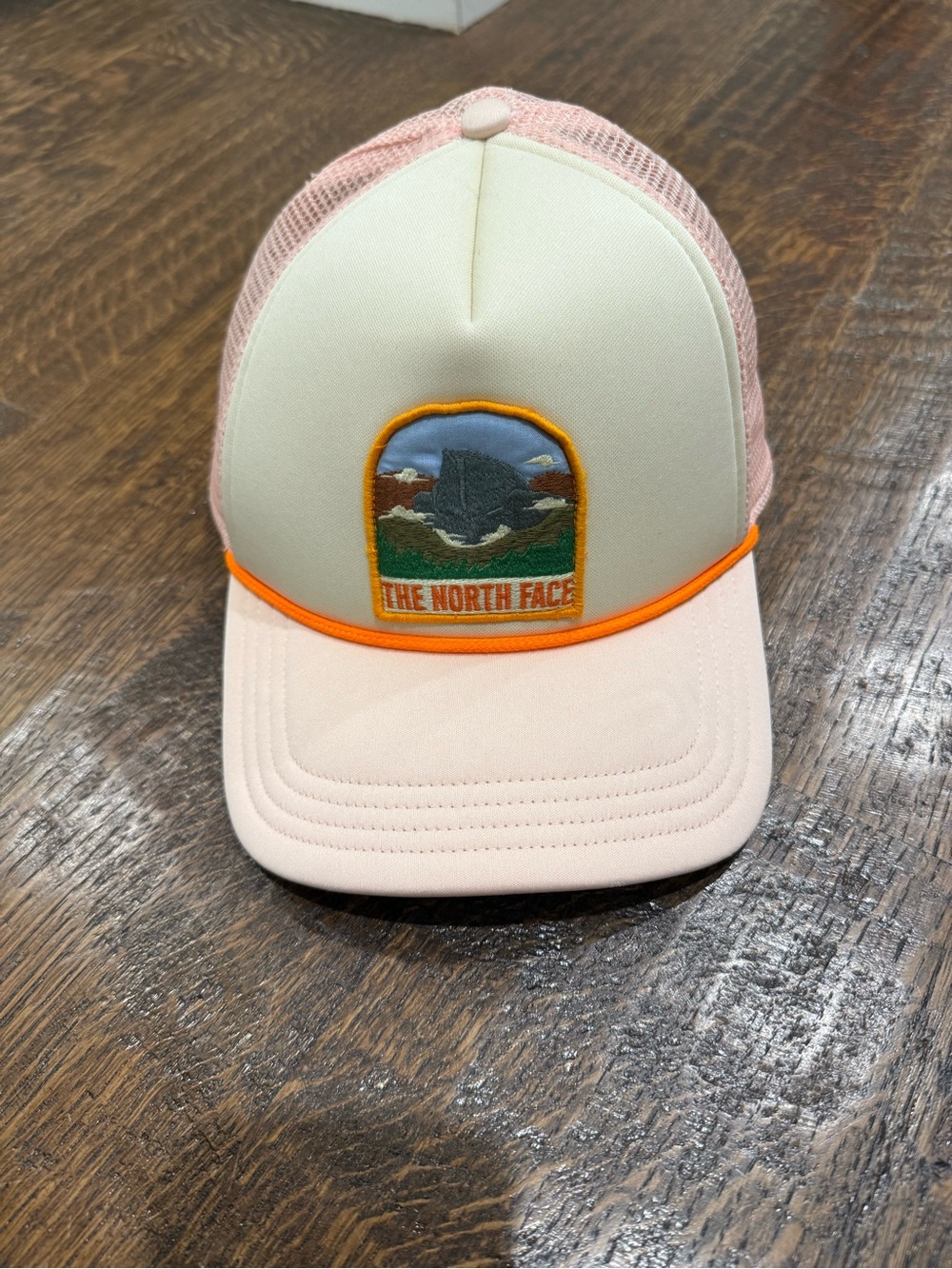 The North Face Cream & Light Pink Mesh Trucker Hat